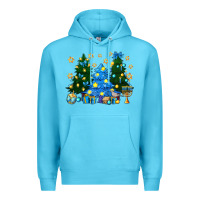 Ocean Blue Hannukah Christmas trees Premium Hoodie - NancyCooperArtShop