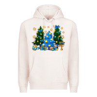 Pale Pink Hannukah Christmas trees Premium Hoodie - NancyCooperArtShop