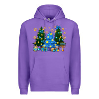 Purple Hannukah Christmas trees Premium Hoodie - NancyCooperArtShop