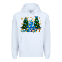 White Hannukah Christmas trees Premium Hoodie - NancyCooperArtShop