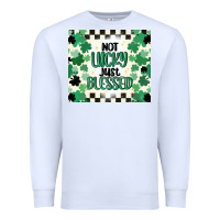 White not lucky just blessed Premium Sweatshirt - MaliasSmallBusiness