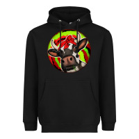 Black Christmas Cow Heavyweight Hoodie - Jasminsmagicworld