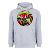 Heather Grey Christmas Cow Heavyweight Hoodie - Jasminsmagicworld