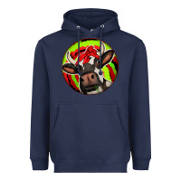 Navy Christmas Cow Heavyweight Hoodie - Jasminsmagicworld