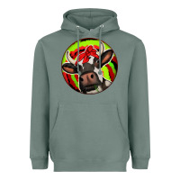 Sage Christmas Cow Heavyweight Hoodie - Jasminsmagicworld