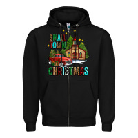 Black small town christmas church western truck Zipper Hoodie - AdoDesignShop