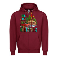 Burgundy small town christmas church western truck Zipper Hoodie - AdoDesignShop
