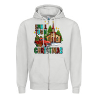 Dove Grey small town christmas church western truck Zipper Hoodie - AdoDesignShop