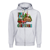 Heather Grey small town christmas church western truck Zipper Hoodie - AdoDesignShop