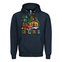 Navy small town christmas church western truck Zipper Hoodie - AdoDesignShop