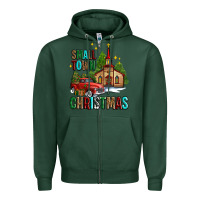Sports Green small town christmas church western truck Zipper Hoodie - AdoDesignShop