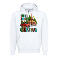 Small Town Christmas Church Western Truck Zipper Hoodie | Teevron