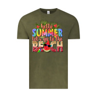 Vintage Olive hello summer lets go to the beach Vintage Tee - texasbilliewilder
