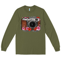 Army Green rose grey leopard vintage camera Long Sleeve Tee - FaDigitalArtStudio