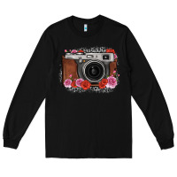 Black rose grey leopard vintage camera Long Sleeve Tee - FaDigitalArtStudio