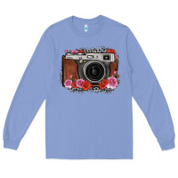 Colony Blue rose grey leopard vintage camera Long Sleeve Tee - FaDigitalArtStudio