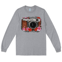 Heather Grey rose grey leopard vintage camera Long Sleeve Tee - FaDigitalArtStudio