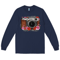 Navy rose grey leopard vintage camera Long Sleeve Tee - FaDigitalArtStudio
