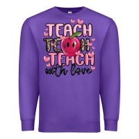 Purple teach teach teach with love Premium Sweatshirt - MaliasSmallBusiness