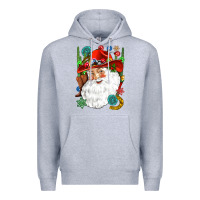 Heather Grey Cowboy Santa Premium Hoodie - NancyCooperArtShop