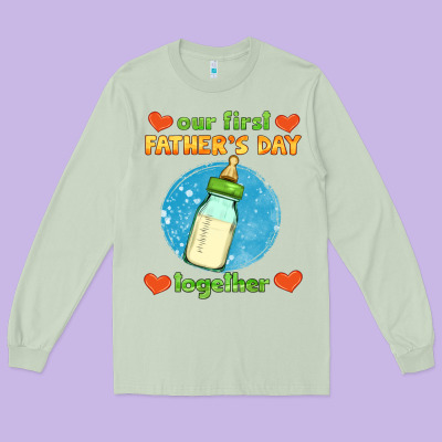 Our First Father's Day Together And Baby Bottle Long Sleeve Tee Designed By Hra Design Shop