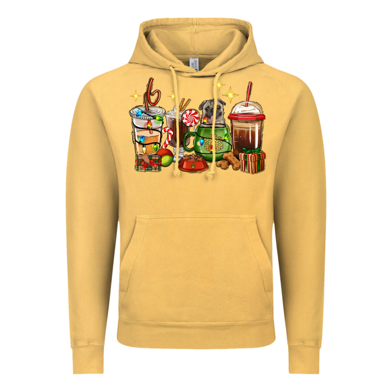Christmas Coffee Cups With Pug Vintage Hoodie by RanaPortraitStore | Teevron