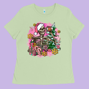 Pink Coffee Gifts Christmas Skeleton Coffee Ladies Tee Designed By Adodesignshop