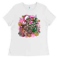 White pink coffee gifts christmas skeleton coffee Ladies Tee - AdoDesignShop