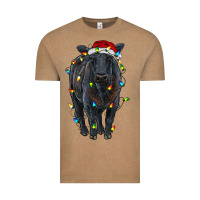 Vintage Coffee christmas black angus cattle with lights Vintage Tee - RanaPortraitStore