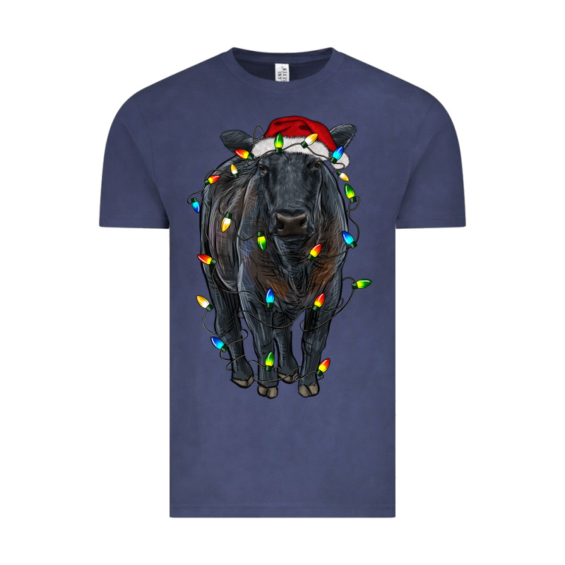 Christmas Black Angus Cattle With Lights Vintage Tee by RanaPortraitStore | Teevron