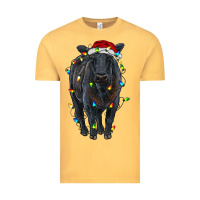 Vintage Mustard christmas black angus cattle with lights Vintage Tee - RanaPortraitStore