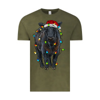 Vintage Olive christmas black angus cattle with lights Vintage Tee - RanaPortraitStore