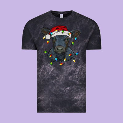 Christmas Baby Black Angus Calf With Lights Vintage Tee Designed By Ranaportraitstore