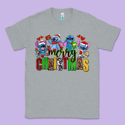 Merry Christmas Stitch Classic Tee Designed By Adodesignshop