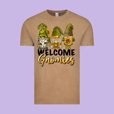 Welcome Gnomies Sunflowers Vintage Tee Designed By Barkaloodesign