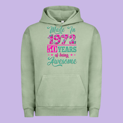 Made In 1972, 50 Years Of Being Awesome Urban Hoodie Designed By Jasminsmagicworld