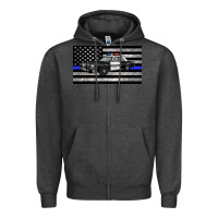 Charcoal Heather thin blue line police car sippy cup Zipper Hoodie - Artiststas