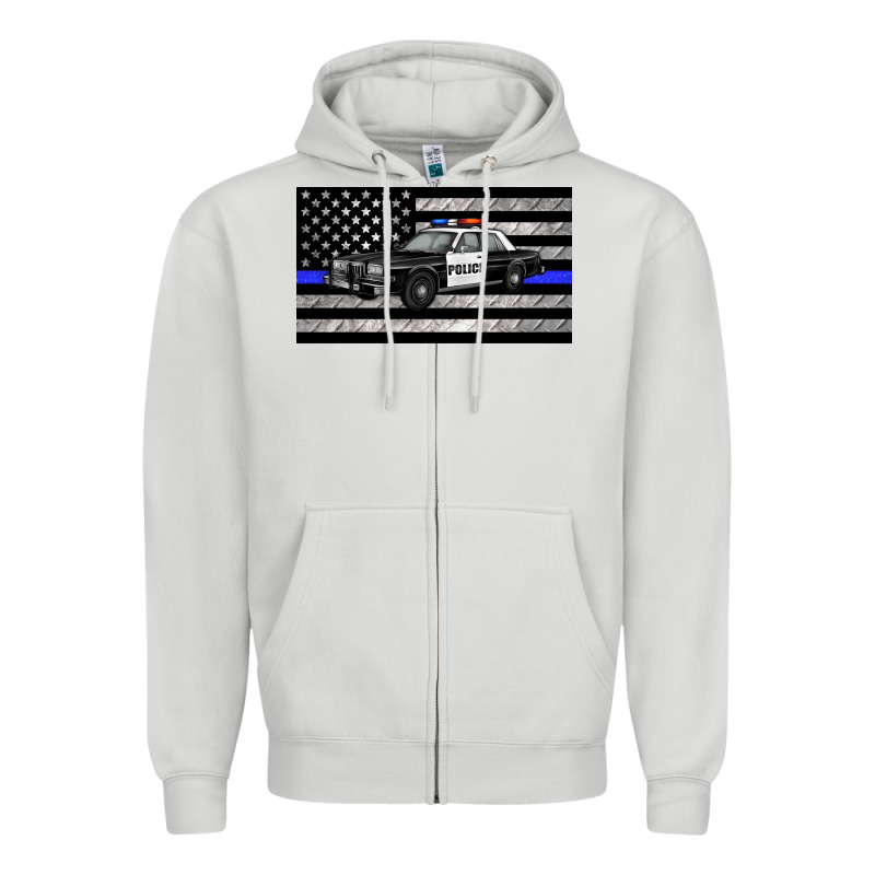 Thin Blue Line Police Car Sippy Cup Zipper Hoodie by Artiststas | Teevron