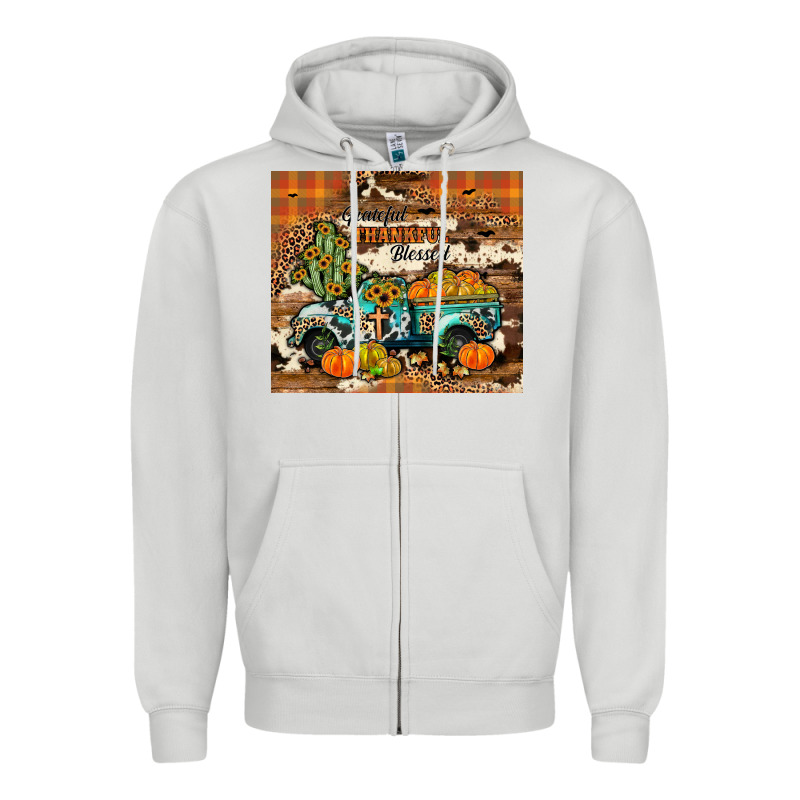 Grateful Thankful Blessed Zipper Hoodie by JahusDesignShop | Teevron