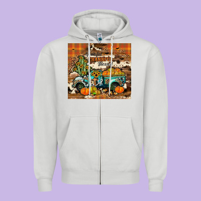 Grateful Thankful Blessed Zipper Hoodie Designed By Jahusdesignshop