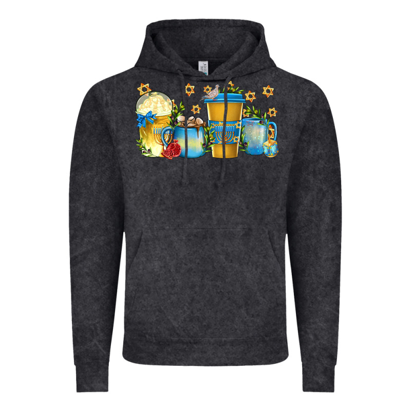 Hanukkah Coffee Cups Vintage Hoodie by texasbilliewilder | Teevron