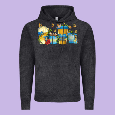 Hanukkah Coffee Cups Vintage Hoodie Designed By Texasbilliewilder
