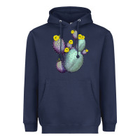 Navy Opunthia Santa Rita Cacti Heavyweight Hoodie - LillyAllenDesigns