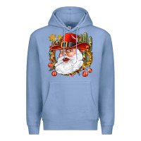 Colony Blue Cowboy Santa Premium Hoodie - NancyCooperArtShop