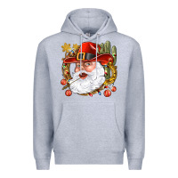 Heather Grey Cowboy Santa Premium Hoodie - NancyCooperArtShop