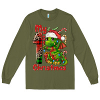 Army Green my first christmas dragon Long Sleeve Tee - FaDigitalArtStudio