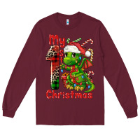Burgundy my first christmas dragon Long Sleeve Tee - FaDigitalArtStudio