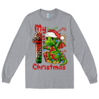 Heather Grey my first christmas dragon Long Sleeve Tee - FaDigitalArtStudio