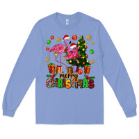 Colony Blue flamingo merry christmas Long Sleeve Tee - AdoDesignShop