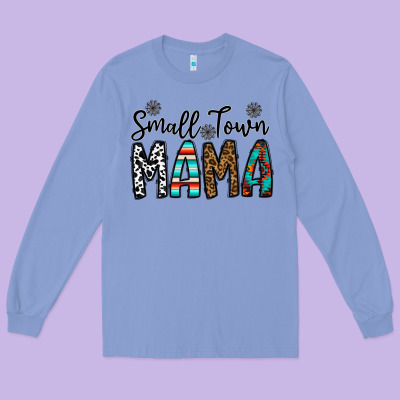 Small Town Mama Long Sleeve Tee Designed By Cowhidedigitalart